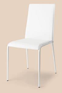 SE 1508, Stapelbarer Stuhl aus Metall und Leder gebunden