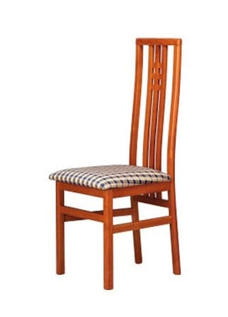301, Stuhl mit Stoff Sitz, hohe Rückenlehne mit vertikalen Lamellen