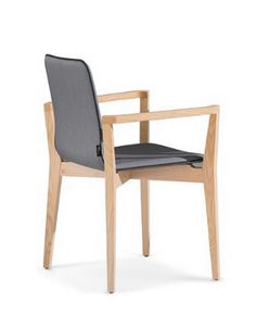 1123, Stuhl mit Armlehnen aus Holz, gepolstert