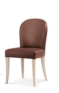 119, Gepolsterter Stuhl aus Holz, mit abgerundeter Rckenlehne