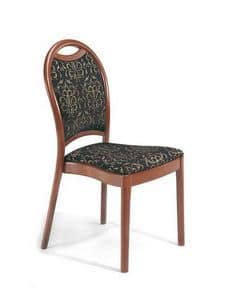 Desiree S, Gepolsterter Stuhl aus Holz mit gebogenen Rckenlehne