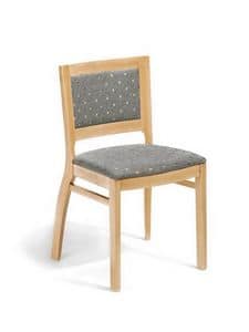 Jessica I, Gepolsterter Stuhl aus Massivholz, anpassbare