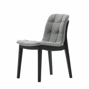 Light 03211K, Moderner Stuhl aus Massivholz, mit gesteppter Schale