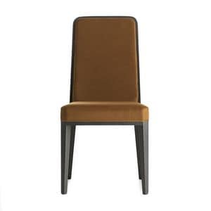 Round 02311, Stuhl aus Massivholz, Sitz und Rcken gepolstert, Stoffbezug, fr Vertrags-und Wohnbereich