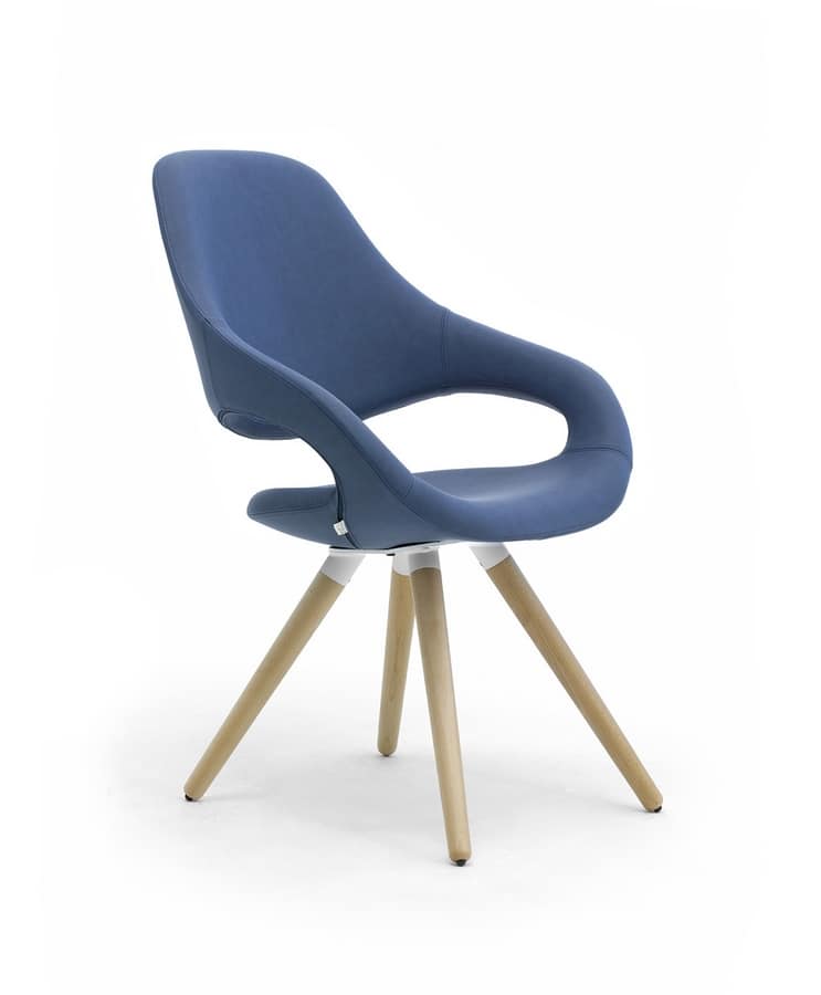 Samba Plus 4G Holz, Moderner Stuhl mit 4 verjüngten Holzbeinen