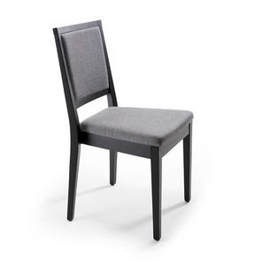 Sara, Stapelbarer Stuhl aus Holz mit linearem Design