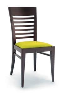 185, Stuhl aus Buchenholz mit gepolstertem Sitz