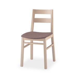 Alba, Stuhl aus Buchenholz, gepolsterter Sitz
