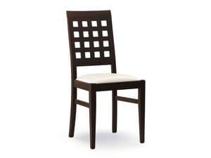 Sara, Stuhl mit gepolstertem Sitz, Rcken mit quadratischen Lchern