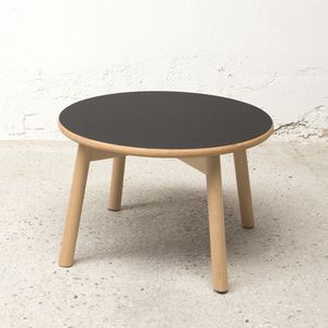 Runder kleiner Tisch diam.50 cm, Outlet Couchtisch aus Holz, mit runder Platte