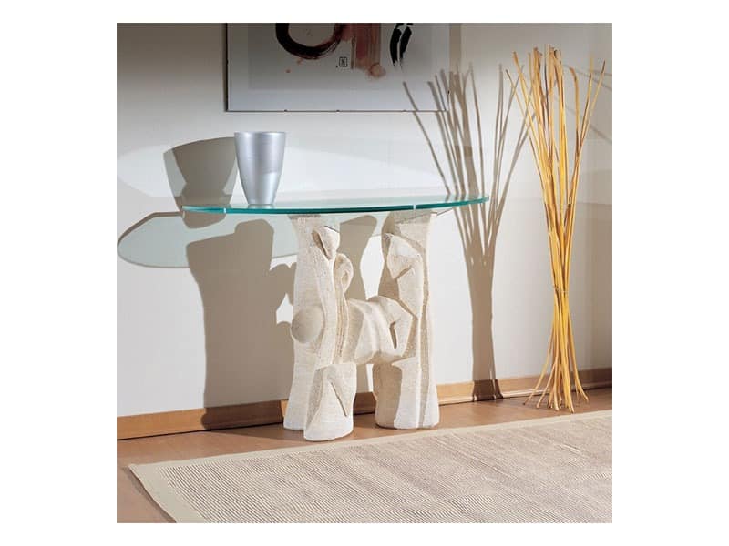 Magellano, Tisch mit Steinsockel für Wohnräume, moderner Stil