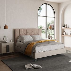Grace Bett, Modernes Bett mit gepolstertem Kopfteil und Bettgestell