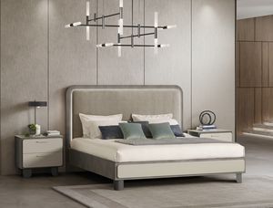 PERLA Bett, Holzbett mit gepolstertem Kopfteil