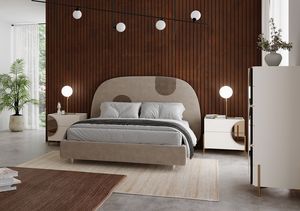 Sun Bett, Gepolstertes, modernes Bett mit runderer Kopfst�tze