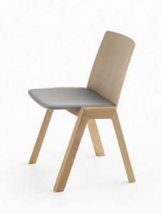 Kira RS/SU, Stapelstuhl aus Holz, mit gepolstertem Sitz