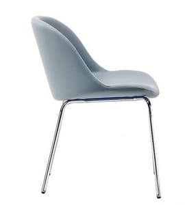 Sonny, Stuhl aus Metall, Sitz bedeckt in Leder, verschiedene Farben