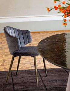 Wind-M, Gepolsterter Stuhl mit anspruchsvollem Design, Metallbeine