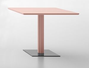 One, Tisch mit quadratischer Platte, aus Naturholz oder lackiertem Holz