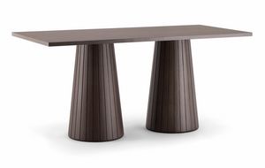 CORDOBA TABLE 082 D H75, Rechteckiger Tisch mit doppelter konischer Basis