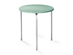 Table Ø 72 cod. 01, Runder Tisch, Tischplatte aus Polypropylen, Aluminiumbeine