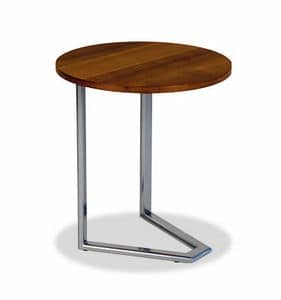 Wave Kaffetisch, Kleiner runder Tisch aus Holz und lackiertem Stahl