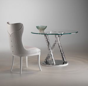 Art. TV 03076, Tisch mit runder Glasplatte, Marmorsockel