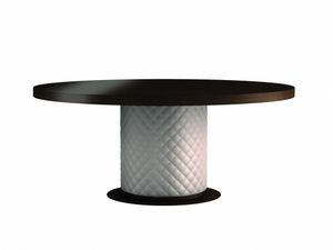 Baltimora Tisch, Runder Tisch mit Lederfu