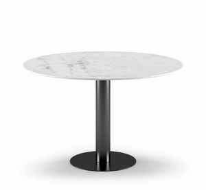 Runder Esstisch aus Marmor mit Metallgestell, Esstisch mit Marmorplatte