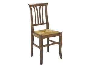 107, Rustikal Stuhl mit vertikalen Schlitten, Stroh Sitz