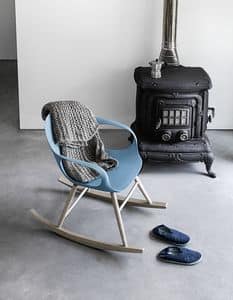 Elephant Rocking Chair, Schaukelstuhl mit Sockel aus Massivholz und Polyurethan-Schale