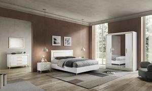 Gold Schlafzimmer, Modernes Schlafzimmer aus weiß lackiertem Holz