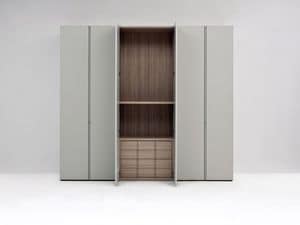 App B, Design-Garderobe, in lackiertem Holz, mit modularen Interieur