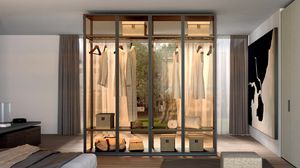 Schrank Paro 01, Doppelseitiger Kleiderschrank mit Glast�ren