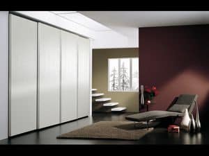 Schrank Coo 05, Kleiderschrank mit 4 Türen, im minimalistischen Stil, für Hotels