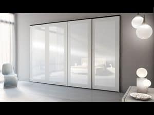 Schrank Zen 09, Moderne Garderobe mit Spiegel, verschiedene Versionen