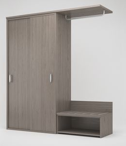 Art. 30137 Kleiderschrank mit 2 Schiebet�ren und offener Kleiderstange, Kleiderschrank f�r Hotelzimmer und Unterk�nfte