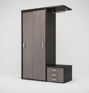 Art. 30320 Kleiderschrank mit Schiebet�ren, Schubladenelement und offener Kleiderstange, Kleiderschrank f�r Hotels, Pensionen und Beherbergungsbetriebe