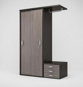 Art. 30321 Kleiderschrank mit Fl�gelt�ren, Schubladenelement und offener Kleiderstange, Kleiderschrank mit Schubladen, f�r Hotels und Beherbergungsbetriebe