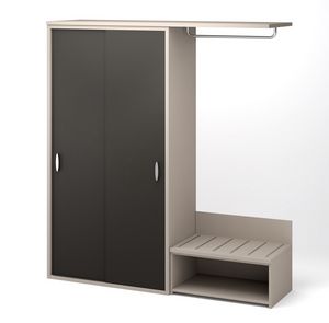 Art. 30327CA Kleiderschrank mit gerippten T�ren und offener Kleiderstange, Hotelgarderobe, mit Kofferablage und Kleiderb�gel