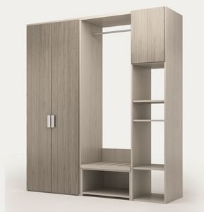 Art. 30374 Kleiderschrankkomposition mit Gep�ckablage und S�ulenelement, Schrank f�r Hotelzimmer, mit anpassbaren F�chern