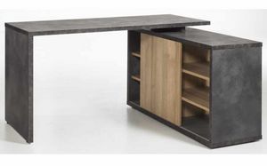 Schreibtisch in Grau und Eiche mit Schiebetr und CORE Schubladen, Schreibtisch in Eiche