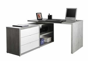 Schreibtischdesign mit seitlicher Erweiterung und Schubladen Weier Effekt mit Betonung DIAGRAMM, Schreibtisch mit seitlicher Verlngerung
