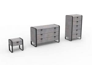 Elvis-Gruppe, Moderne Möbel für Schlafzimmer, Eisenkonstruktion, Holzschubkästen
