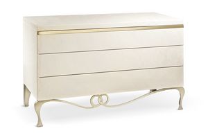 J'Adore Kommode, Kommode mit 3 Schubladen und dekorativem Einsatz in Hellgold