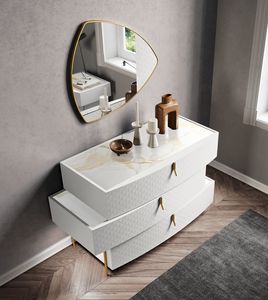 Prestige bianco Kommode, Schubladenkiste mit asymmetrischem Design
