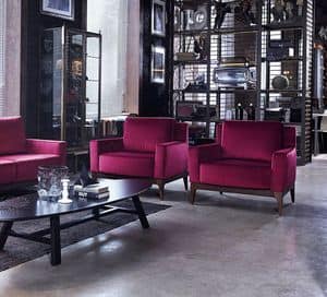 Contour poltrona lounge c/bra plxl, Moderner Sessel, gepolstert, fr Wohnzimmer und Hotels