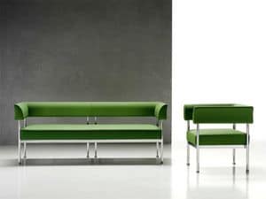 Jive 3p, 3-Sitzer-Sofa, Gestell aus verchromtem Stahl, f�r das B�ro