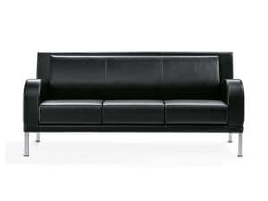 Kristall, 3-Sitzer-Sofa mit Stahlfüßen, für Wartebereiche