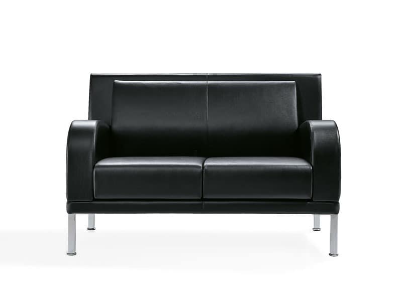 Kristall, 3-Sitzer-Sofa mit Stahlfüßen, für Wartebereiche
