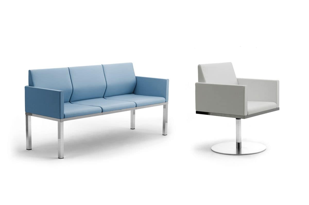 Tre-Di 3 seats sofa with padded armrests 99903, 3-Sitzer-Sofa für Warteräume und Büros